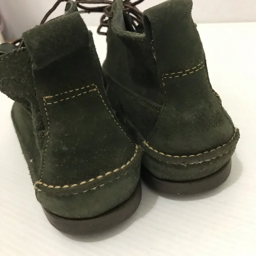VINTAGE L.L. BEAN GREEN LEATHER LACE UP TRAIL HIKE PACKER CHUKKA BOOTS 9D